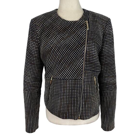 Ted Baker Colour by Numbers Julio Bouclé Black White Tweed  Jacket Corpcore SZ 4 - Picture 2 of 16